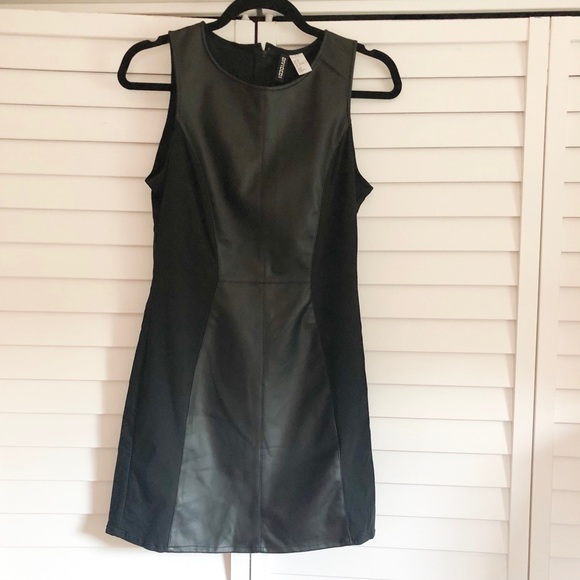 Mixed Media Vegan Leather Dress - Picture 2 of 6
